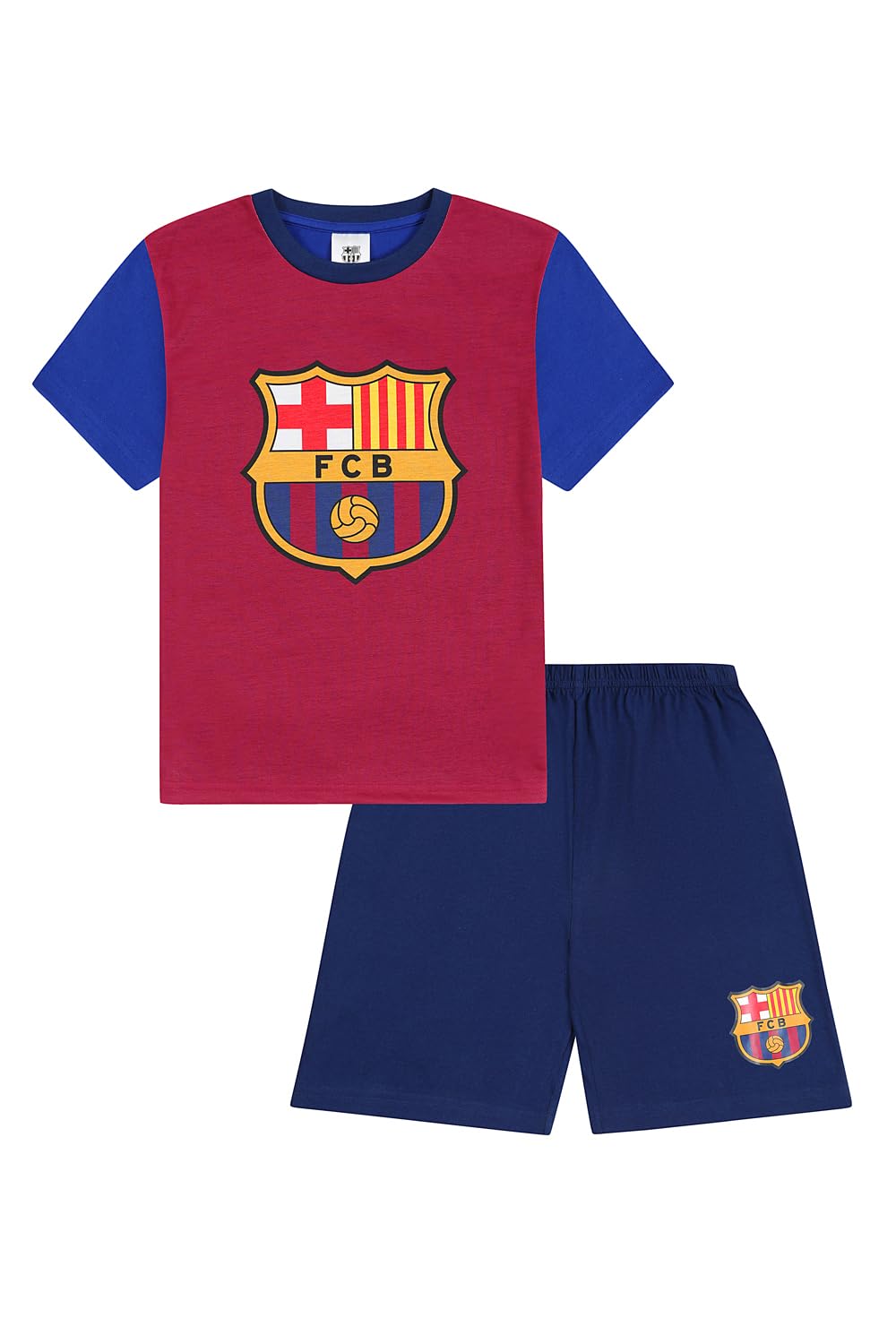 Pigiama FC Barcelona Ufficiale Per Ragazzi - Set Maniche Corte Con Stemma | 100% Cotone E Poliestere - Foto 11