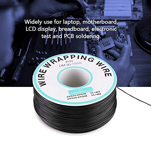 30AWG 0.25mm Cable de Prueba de Aislamiento Hilo Conductor Cable Embalaje de Cobre Estaado Negro 250M - imagen 7