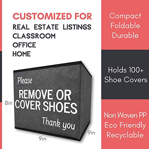 RE GOODS Shoe Cover Box | Disposable Shoe Bootie Holder For Realtor Listings and Open Houses | Please Cover or Remove Shoes Bin | Shoe Bootie Box
