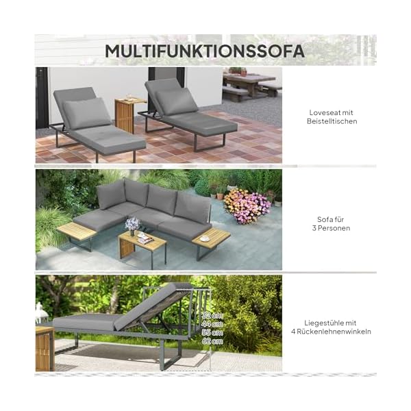 Patioco Akazienholz Lounge-Set L-Form Hellgrau