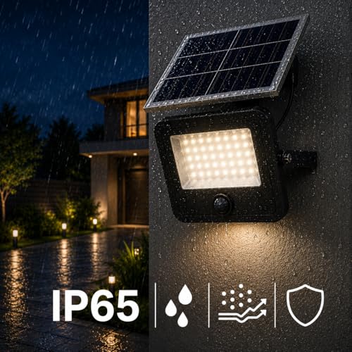 Proyector LED solar exterior 1600Lm M mimotec con panel independiente y sensor PIR 7