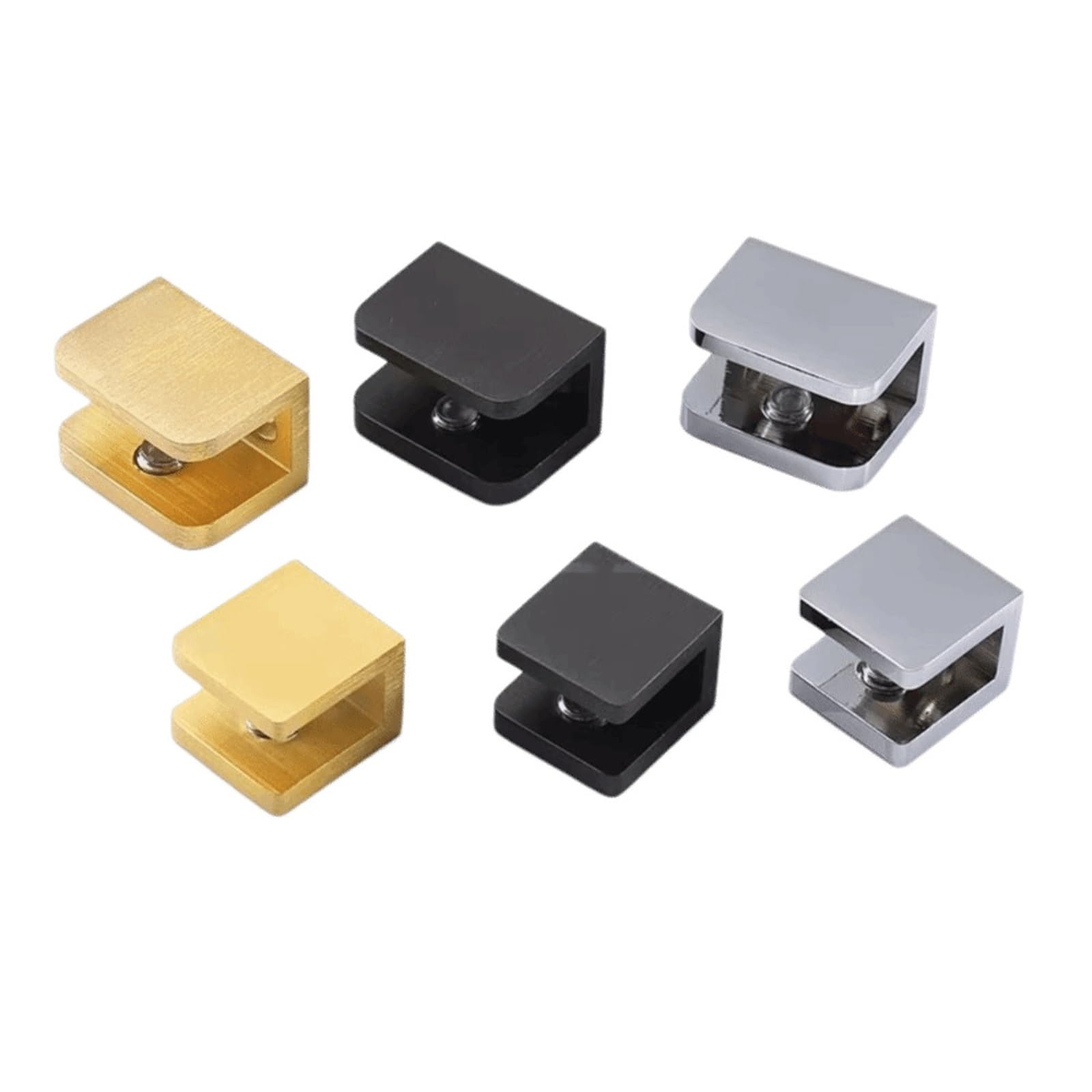 Wylqen Golden Small Size Glass Clamp 2Pcs Glass U Clip Clamps Shelves Clips Fixing Bracket Wall Mount Shelf For Bathroom Cabinet Wine Rack