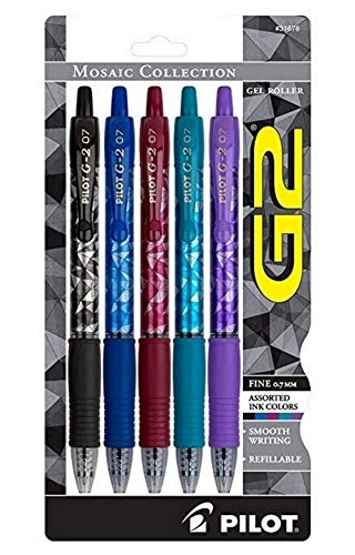 Pilot G2 Mosaic Collection & G2 Retractable Premium Gel Ink Roller Ball Pens, Fine Point, Assorted Color Inks, 2 Packs (31676) & (31065)