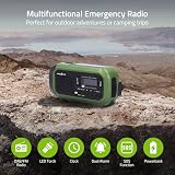 Radio awaryjne – wersja przenośna – DAB+/FM – zasilanie bateryjne/korba ręczna/zasilanie energią słoneczną/zasilanie przez USB – budzik – zielony/czarny