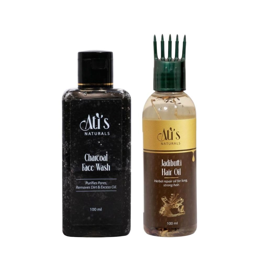 ATI’s Naturals Combo Charcoal Face Wash 100ml + Jadi Butti Hair Oil 100ml | Deep Cleansing Face Wash & Herbal Hair Oil for Strong Hair-picture-43