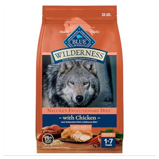 Blue Buffalo Wilderness Natural High-Protein Dry Food for Large Breed Adult Dogs, Chicken Recipe, 28-lb. Bag