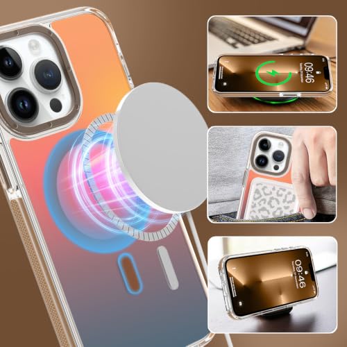 Image of Magnetic Case for iPhone 13 Pro Max [Compatible with Magsafe] [Cute Fashion Fluorescent Design] [1 Screen Protector] Slim Translucent Matte Case for iPhone 13 Pro Max 6.7 inch 2021, Desert