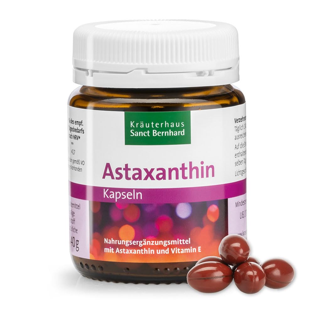 Sanct Bernhard Astaxanthin-8 mg-Kapseln, mit Astaxanthin & Vitamin E, 60 Weichkapseln für 2 Monate