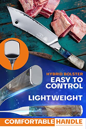 Dalstrong Chef & Cleaver Hybrid Knife - The 'Crixus' - 8 Inch - Valhalla Series - 9Cr18Mov Hc Steel - Resin & Wood Handle - Razor Sharp Chef's Knife - W/Leather Sheath #TOP4