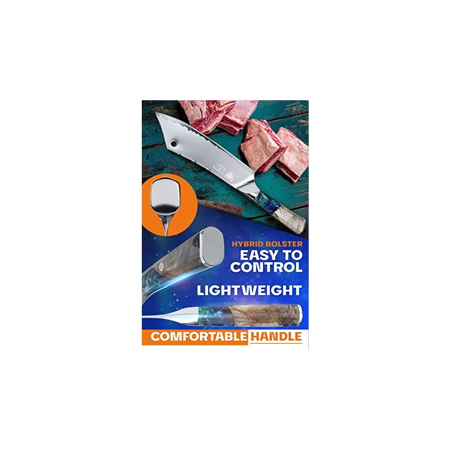 Dalstrong Valhalla Series Chef & Cleaver Hybrid Knife - The Crixus 8" Bundled with Chef Knife 8" - w/Leather Sheath Gift Set