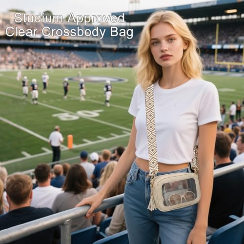 Image of FAIME Clear Bag for Stadium Events, Clear Crossbody Purse for Women, Small Transpartent Bag for Concerts, Sport Events | Stadium Approved