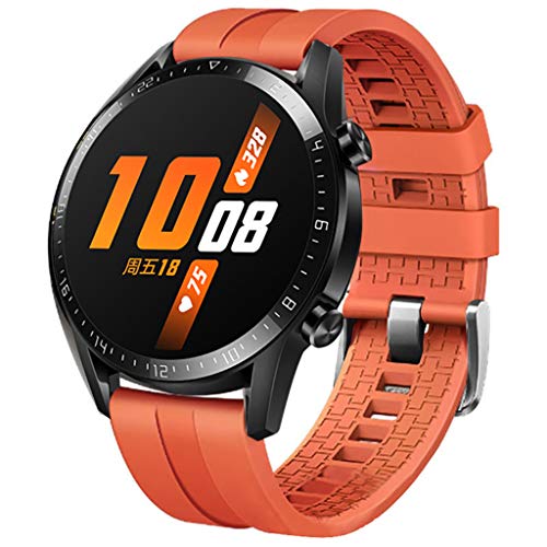 pour Huawei Watch GT2 46mm Bracelet, JSxhisxnuid Souple Silicone Adjustable Dragonne Mode Sport Montre Remplacement Bande, pour Huawei Watch GT2 46mm (Orange) Cover