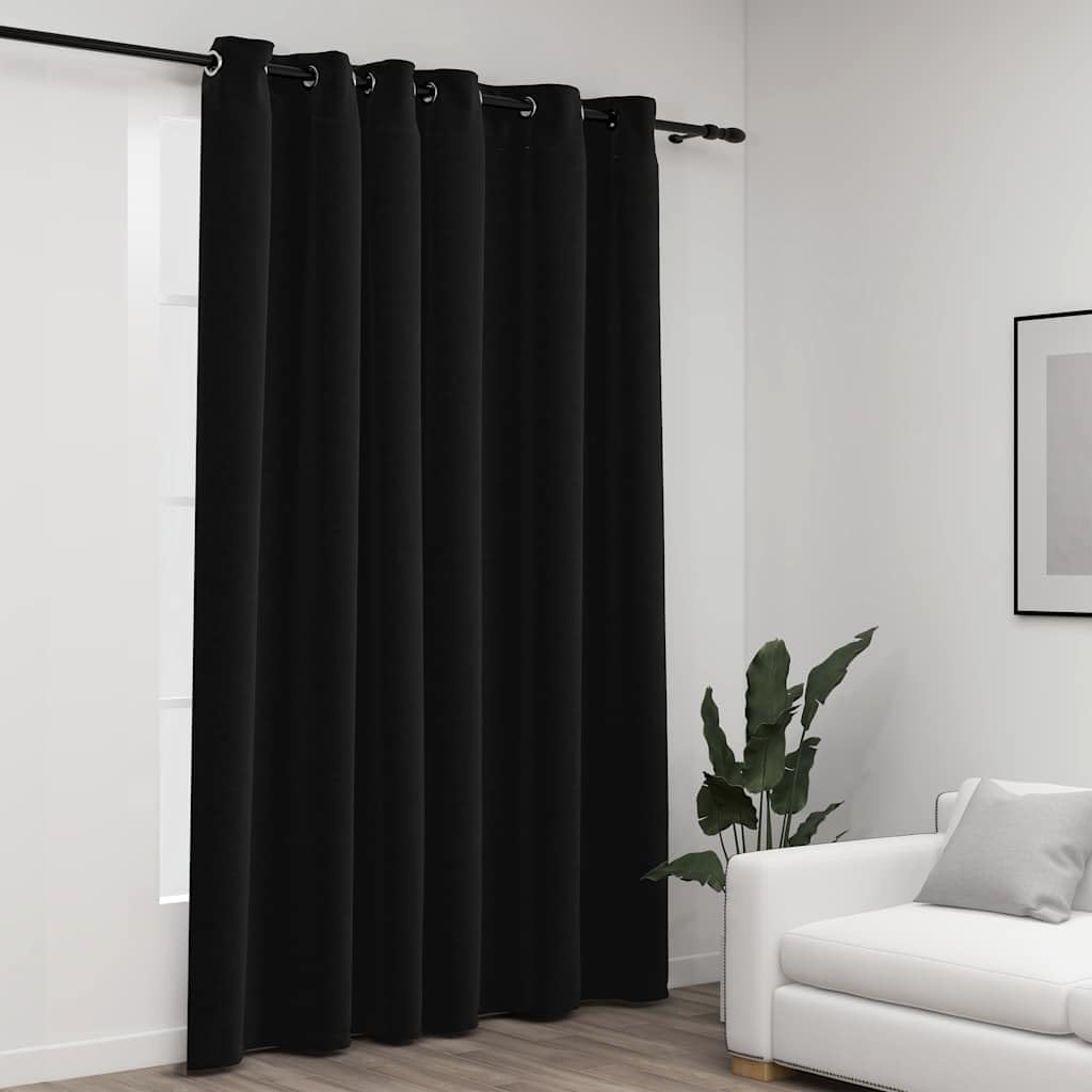 vidaXL Verdunkelungsvorhang mit Ösen Verdunkelungsvorhang Kräuselband Thermo Gardine Blickdicht Thermovorhang Leinenoptik Anthrazit 290x245cm