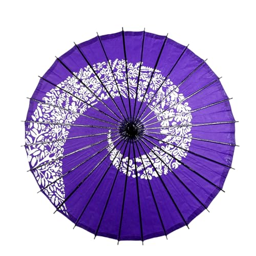 ILuvic 和傘 番傘 紙傘 踊り傘 日傘 舞踊小物 桜吹雪 和風日傘 飾り用 防水 手作り 80*84cm 和服 長傘 紫 赤 花柄 和柄 コスプレ 花火 インテリア（30色）