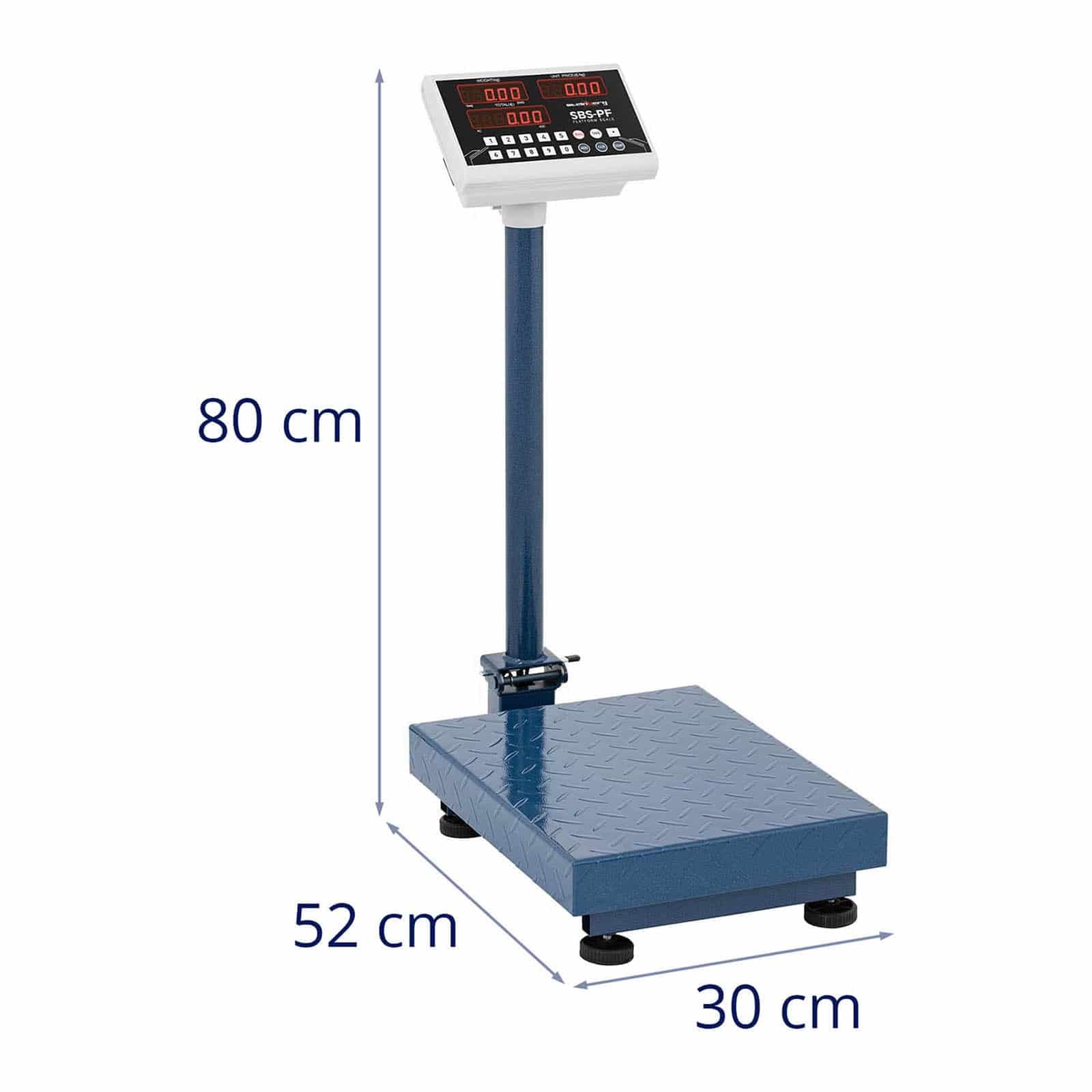 Steinberg Balance Plateforme Professionnelle Pèse-colis SBS-PF-100A8 (100 kg/10g, plate-forme 40x30cm, repliable, pieds réglables en hauteur, batterie et câble d'alimentation, LED)
