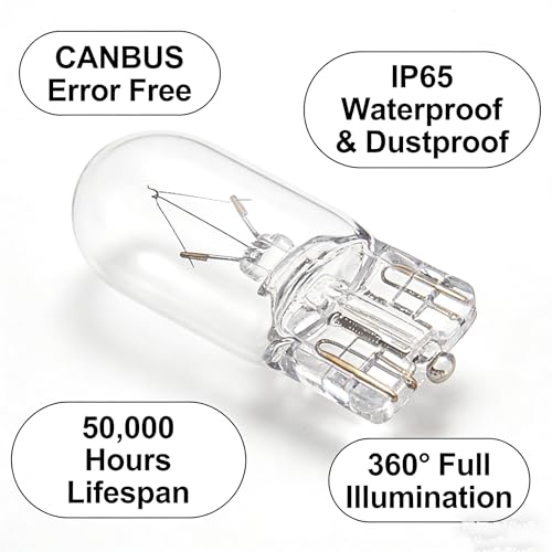 Andelov 25pcs T10 194 168 W5W Light Bulb 12V 5W Clear 1/4 Wedge Base - Compatible with 501 2825 147 152 158 159 161 184 192 193 259 280 285 447 464 for Cars RV Camper Landscape Car Signal Replacement by Andelov - Image 9