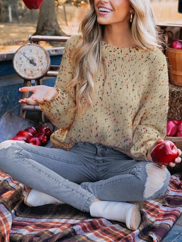 CUPSHE Women Jumper Sweater Rainbow Pom Ribbed Long Sleeves Colorful Pullover Tops Teddy XL