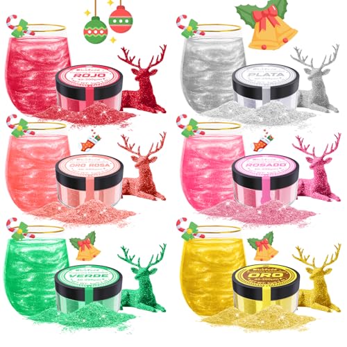 Purpurina Comestível - Kicofood Kit de 6 cores para sobremesas, cor alimentar para bolos de substituição, ouro comestível em pó para ondant cores, Donuts, pirulietas, sorvetes (5 g C/U)