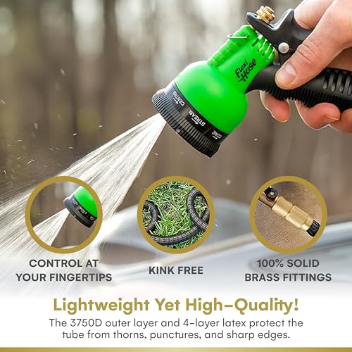 Flexi Hose Expandable Garden Hose - 50FT Heavy Duty Water Hose, Retractable Hose with 2cm Brass Fittings - Expandable Hose Design Includes Spray Nozzle (Black 15 Metres) - Image 5