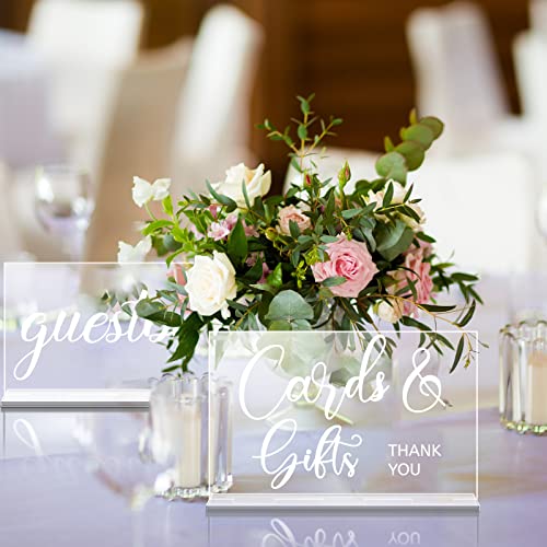 Yulejo 2 Pieces Acrylic Wedding Reception Sign Guest Book Sign Cards And Gifts Wedding Sign With Stand Rustic Farmhouse Hanging For Wedding Cabin Beach Party Home Decor, 2 Styles (White Printing) #TOP5