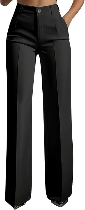 Dress Pants for Women Trendy 2026 High Waist Stretchy Work Pants Business Casual Straight Leg Trousers with Pockets