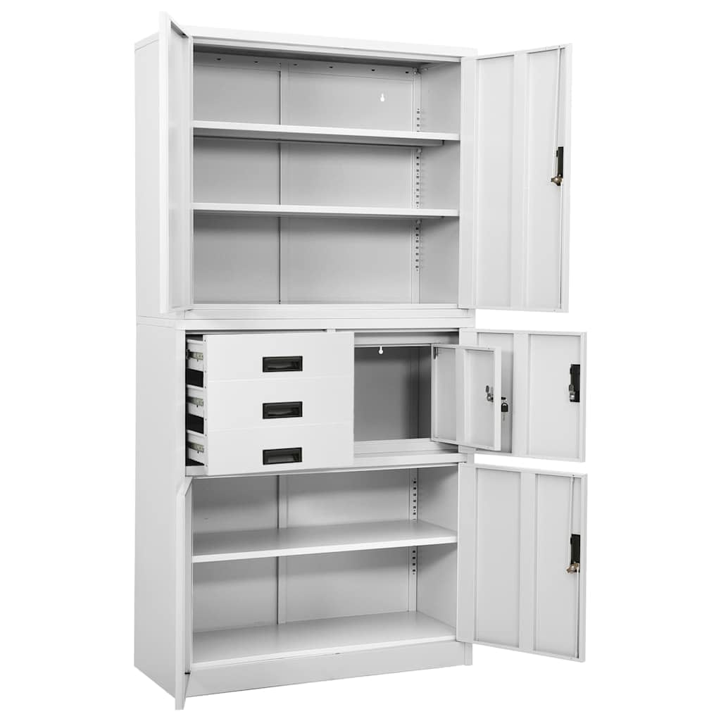 Armadio Schedario per Ufficio in Acciaio Bianco 90x40x180 cm | Organizzazione sicura nello studio o in azienda con ripiani regolabili e cassetti scorrevoli dotati di serratura.