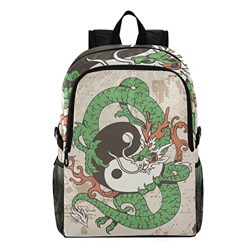 Sac à dos dragon d'art vert pour le voyage des enfants et les sorties scolaires