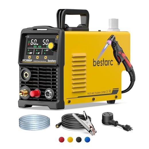 bestarc Pilot Arc Plasma Cutter, [LED Display][Air Sensor] 50A Plasma Cutter Machine 110/220V Dual Voltage, 1/2'' Clean Cut 3/4 Inch Max Cut, Post Flow Mesh, 2T/4T for Beginners DIY, Yellow