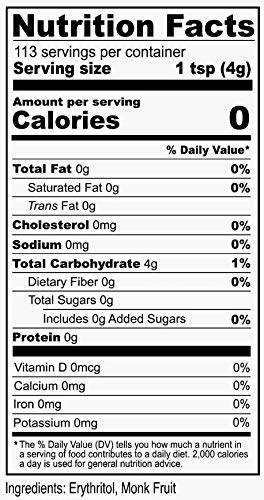 Anthony's Erythritol and Monk Fruit Sweetener Classic White, 1 lb, Granulated, 1 to 1 Sugar Substitute, Non GMO, Keto Friendly - Thumbnail 3