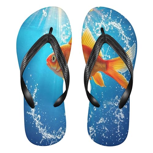 Burbuja Goldfish Flip Flops for Women Men, Soft Thong Sandals Rubber Slippers for Pool Beach Essentials