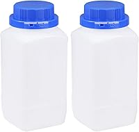 uxcell 1000ml Wide Mouth Lab Reagent Bottles, 2 Pack Translucent Plastic Chemical Storage Containers with Screw Caps