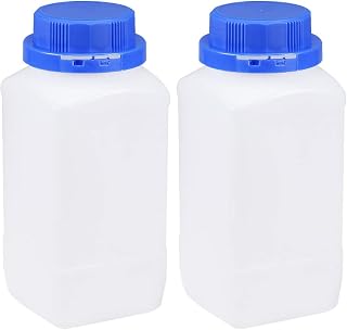 uxcell 1000ml Wide Mouth Lab Reagent Bottles, 2 Pack Translucent Plastic Chemical Storage Containers with Screw Caps