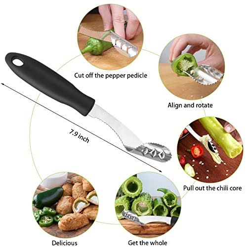 Openfly OP016 Vegetable Corer Tool, 6 Pcs Stainless Steel Fruit And Vegetable Corer Jalapeno Pepper Corer Tools Corer And Pitter Tomato Corer Remover Cherry Pitter Zucchini Corer To Remove Seeds thumb #2
