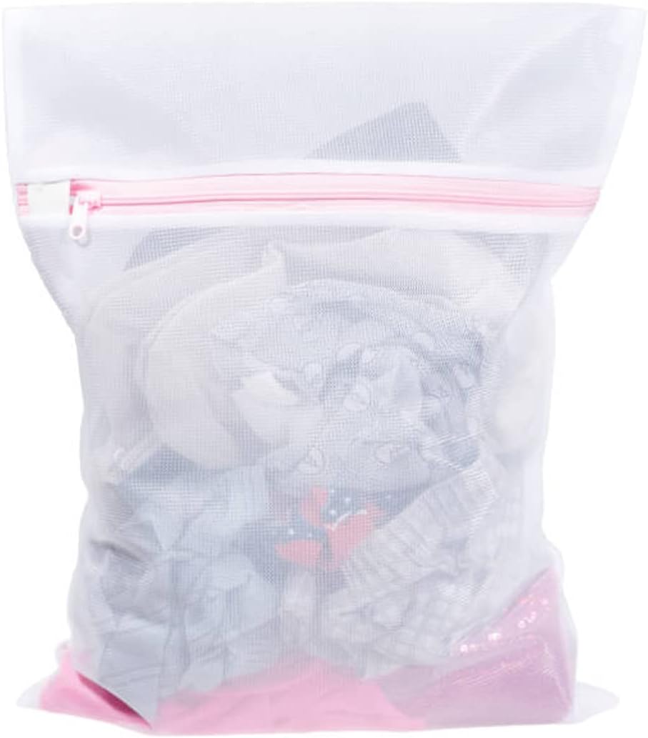 Clothing Washing Bag for Laundry, Blouse, Bra, Hosiery, Stocking, Underwear, Lingerie, with Premium Zipper, Travel Storage Organize Bag, Size 60x50cm, White, CWB-1063