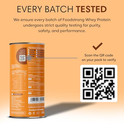 Image of Foodstrong Whey Protein Powder (Concentrate + Isolate), 100% Hormone Free Grass-Fed Whey, 25G Protein & 6.6G BCAA, Haldi Badam, With Turmeric & Digestive Enzymes, 16 Sachets, 544G