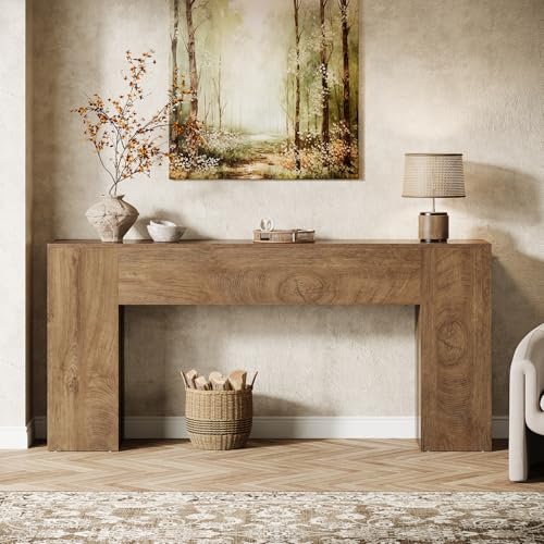 Image of Tribesigns 71-Inch Long Console Table for Entryway, Farmhouse Sofa Console Behind Couch, Entry Table for Hallway, Foyer, Living Room, Natural Oak