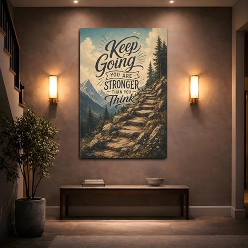 Décoration murale de motivation montagne vintage format vertical pour bureau et salon - 2