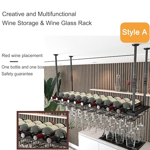 Support pour verres à vin suspendu et bouteilles pour petit espace - 3