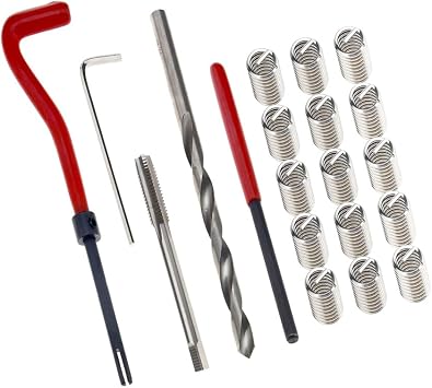 20Pcs Thread Repair Kit M10X1.5mm Thread Insert Metric Stripped Thread Repair Drill Tap Hand Tool Kit Helicoil Insertion Tool Thread Restoring Kit