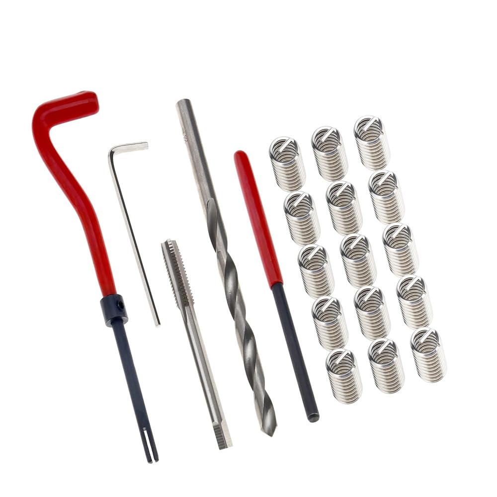 Kit di riparazione per filettatura M10 x 1,5 mm, filettatura metrica a strisce, riparazione del rubinetto a mano, kit di attrezzi Helicoil per inserirlo, kit di recupero filettato