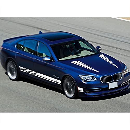 Ramuel 6 Pcs Car Racing Body Personalized Side Skirt Hood Decoration Vinyl Stripe Rearview Mirror Sticker Accessories Are Suitable For All Vehicle Suv Truck Off-Road (Glossy White) #TOP4