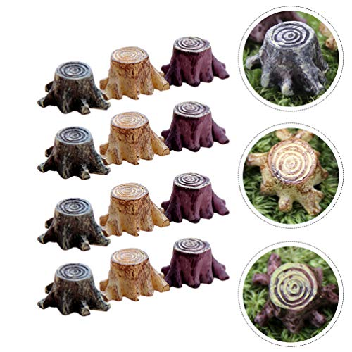Milisten 12Pcs Mini Root Stump Fairy Garden Terrariums Miniature Tree Stumps Decorative Micro Bonsai Dollhouse Landscape Root Stools Resin Crafts Decorations (Random Color) #TOP7