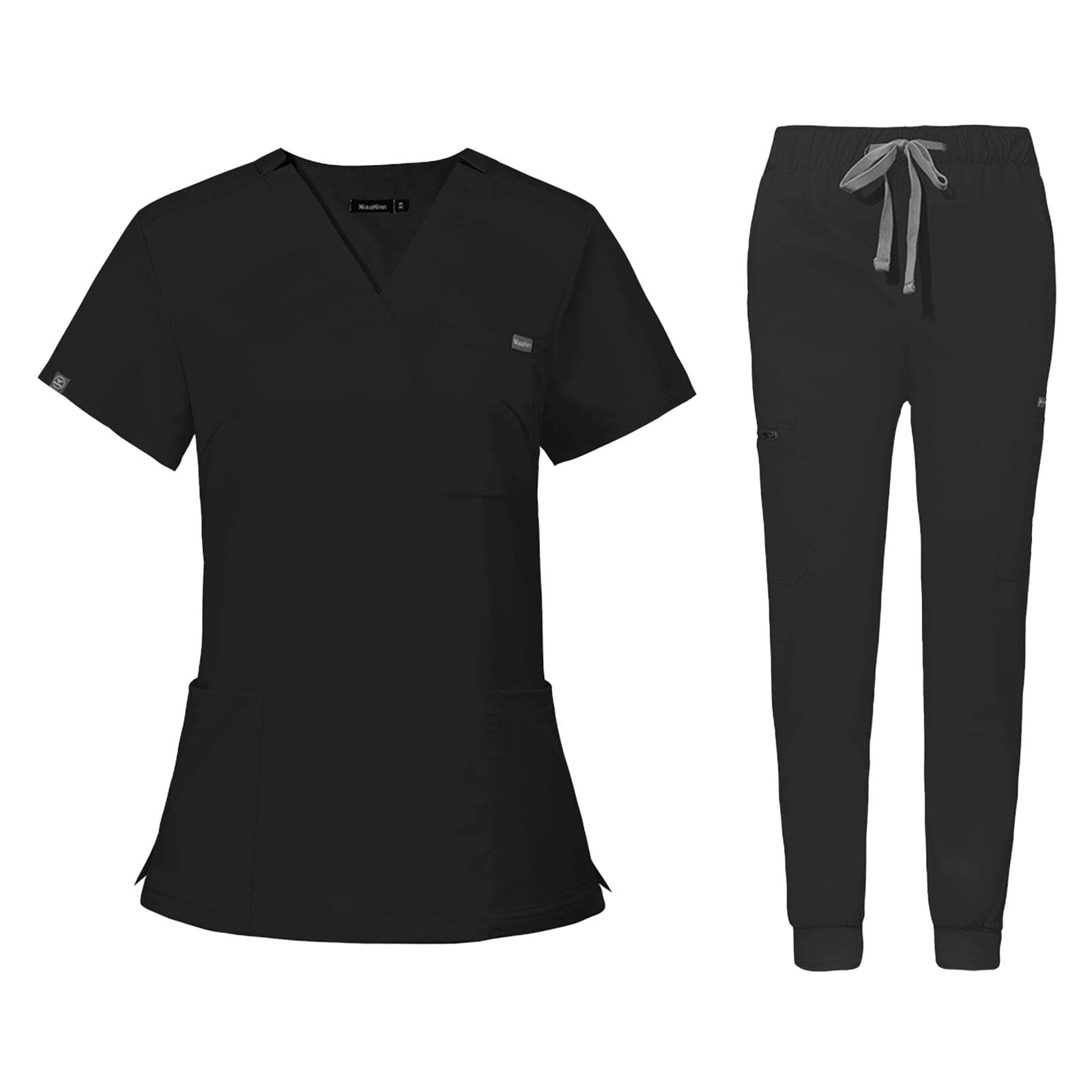 Baoblaze Conjunto de uniformes médicos con bolsillos, camiseta y pantalones de enfermera, ropa para hombres y mujeres, trajes de trabajo cómodos para enfermería, cosmetología, cuidado de la salud