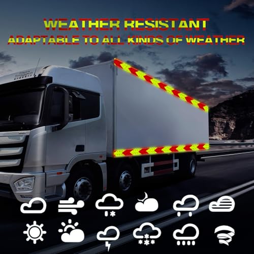 Image of Reflective Tape Outdoor Waterproof, 2 inch x 40 FT Red & Fluorescent Green, High-Adhesive Arrow DOT-C2 Reflective Stickers for Hazard Warning Safety Conspicuity on Trailers Trucks