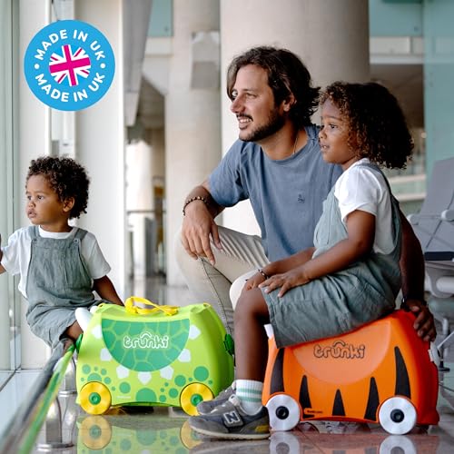 Trunki Handgepäck und Kinderkoffer zum Draufsitzen | Kinder Risen Geschenk für Mädchen und Jungen | Trolley Tipu Tiger (Orange)