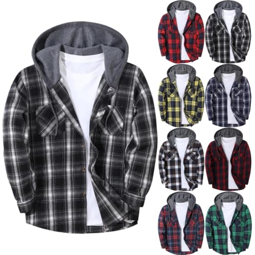 Flannel Shirt for Mens Long Sleeve Button Down Shirts Casual Plaid Hoodies - image 1