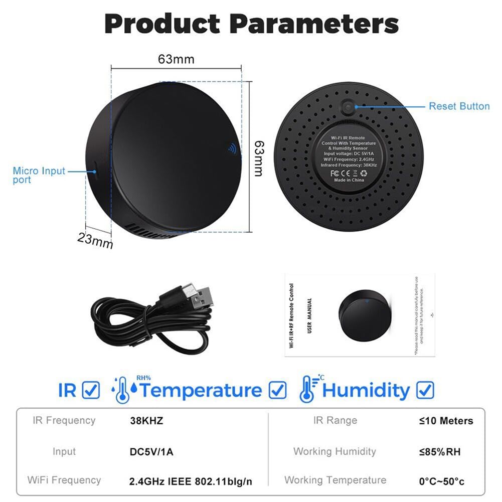3 Stück WiFi-Fernbedienung Home Tuya APP Intelligente WiFi-Universalfernbedienung für Fernseher/Klimaanlage/Ventilator