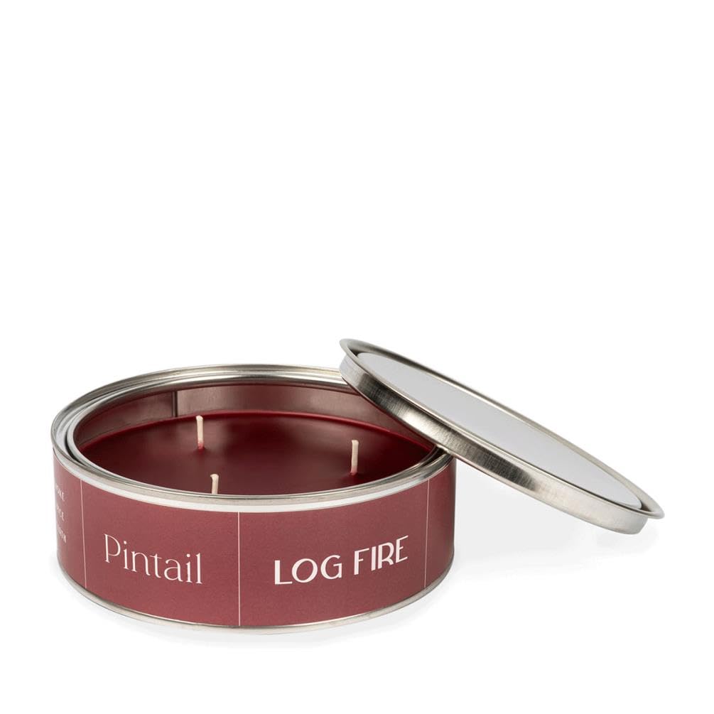 Pintail Candles Large 3 Wick Scented Candle Tin - Log Fire