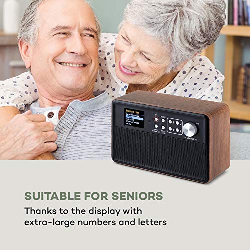 auna Nestor DAB+ Radio, bedienerfreundliches DAB+/FM Digitalradio für Senioren, 2,4" TFT-Farbdisplay mit großer und lesbarer Schrift, partielle Tastensperre, Leistung: 2 x 3 Watt RMS, braun – Bild 3