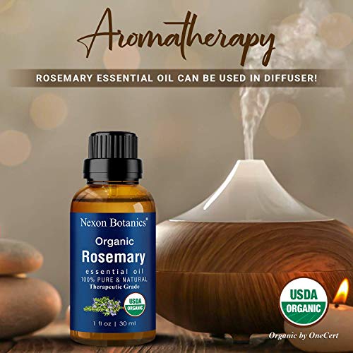 image for Nexon Botanics Organic Rosemary Essential Oil, 30 ml, Undiluted, USDA 